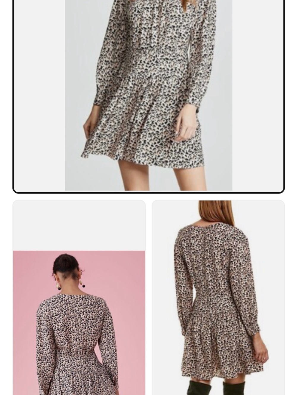 Rebecca Taylor Cream and Black Leopard Print Mini Dress